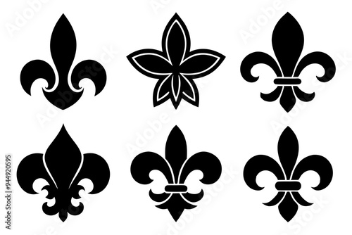Fleur de lis set. Fleur de lis - Decorative icons vector design illustration template