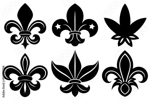 Fleur de lis set. Fleur de lis - Decorative icons vector design illustration template
