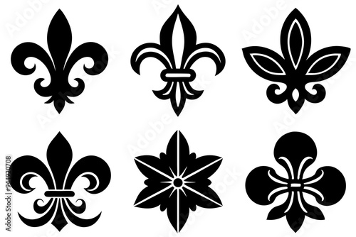 Fleur de lis set. Fleur de lis - Decorative icons vector design illustration template