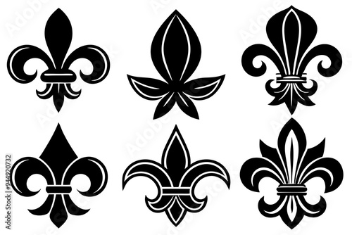 Fleur de lis set. Fleur de lis - Decorative icons vector design illustration template