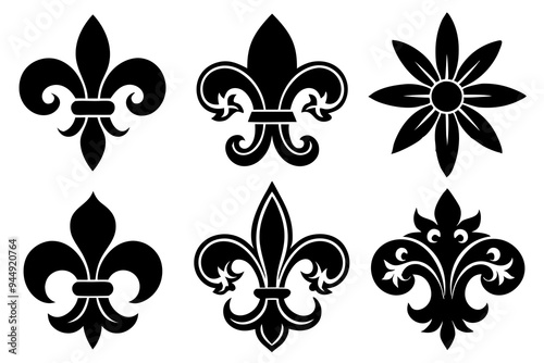 Fleur de lis set. Fleur de lis - Decorative icons vector design illustration template