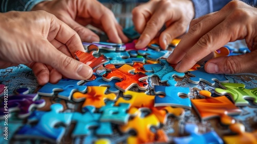 Collaborative Problem-Solving: Colleagues combining their strengths and ideas to address complex issues, using teamwork and creativity to develop effective solutions.
