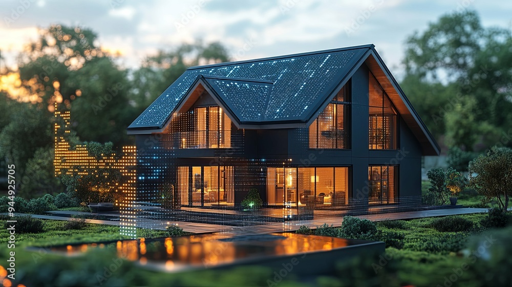 Modern Smart Homes: AI-Driven Security Systems. Futuristic Living Concept Modern Smart Homes: AI-Driven Security Systems. Futuristic Living Concept