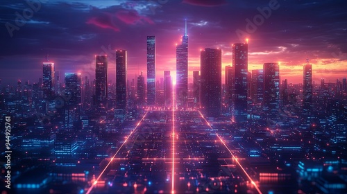 Step into Tomorrow: Futuristic Smart City Embraces AI-Driven Infrastructure. Tech-forward concept