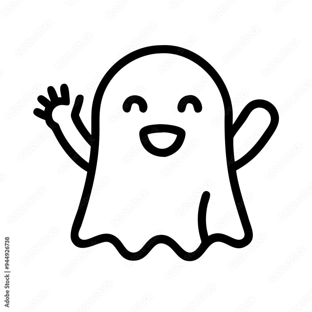 Friendly ghost waving hello Friendly ghost waving hello