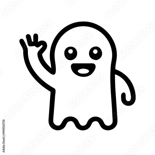 Friendly ghost waving hello