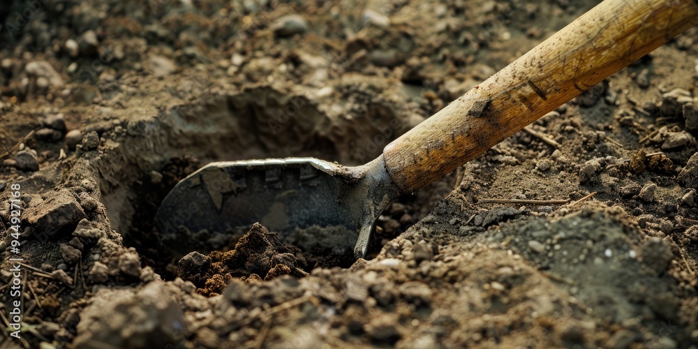 Fototapeta premium Hand tool primarily utilized for digging holes in the ground.