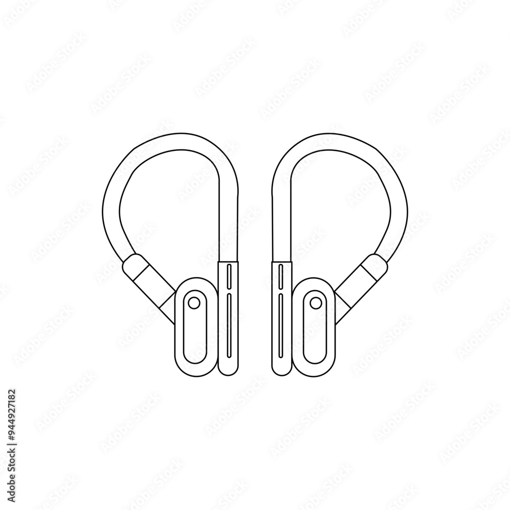 Line art vector earphone illustration, simple design, minimalistic, clean black lines. Line art vector earphone illustration, simple design, minimalistic, clean black lines.