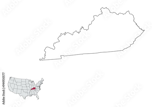 Obraz na płótnie Map of Kentucky State, USA w salonie