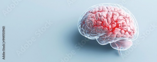3D model of brain hemorrhage with surrounding edema, detailed and realistic, hemorrhagic stroke, pathology