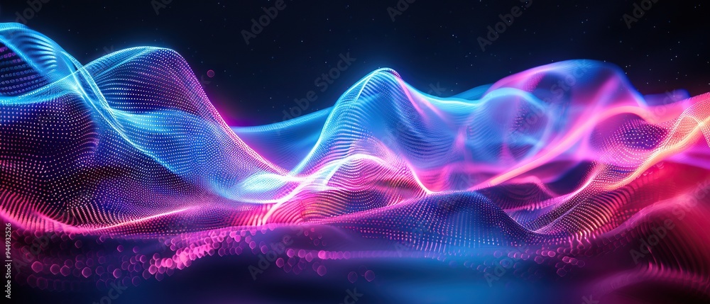 Abstract Neon Wave of Light Particles Abstract Neon Wave of Light Particles
