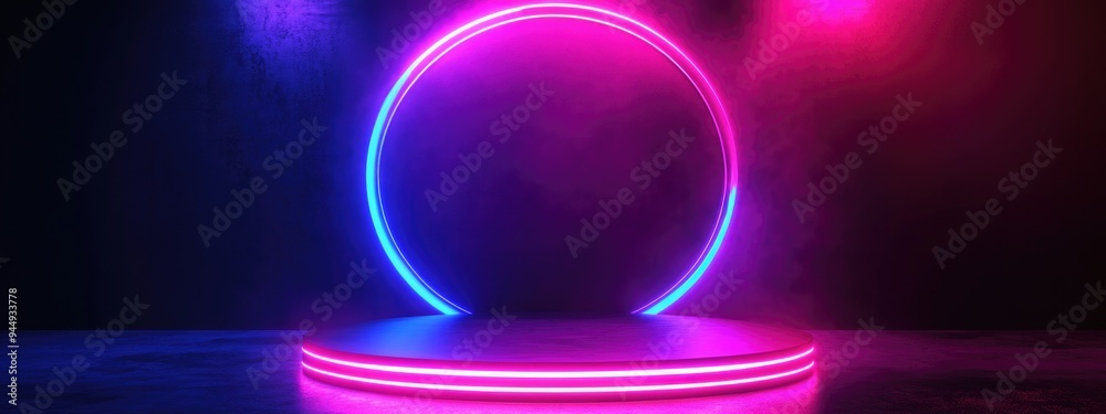 3D render of a striking studio podium backdrop designed for product display and promotional presentations 3D render of a striking studio podium backdrop designed for product display and promotional presentations