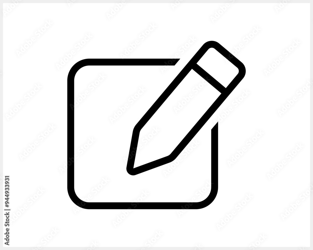 Document with pencil icon isolated. School symbol. Business icon. Checklist document. Vector stock illustration Document with pencil icon isolated. School symbol. Business icon. Checklist document. Vector stock illustration
