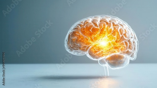 Aging brain with highlighted areas of potential stroke risk, cerebrovascular health, elderly care