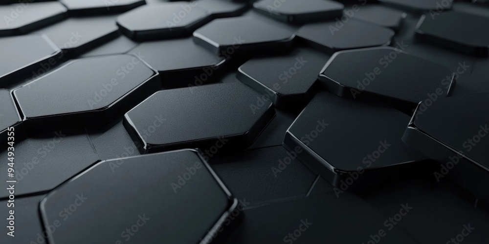 Obraz premium 3D rendering of a black abstract geometric background suitable for advertising showcasing technology modern aesthetics sports gaming cosmetics luxury and display purposes Sci fi illustration for p