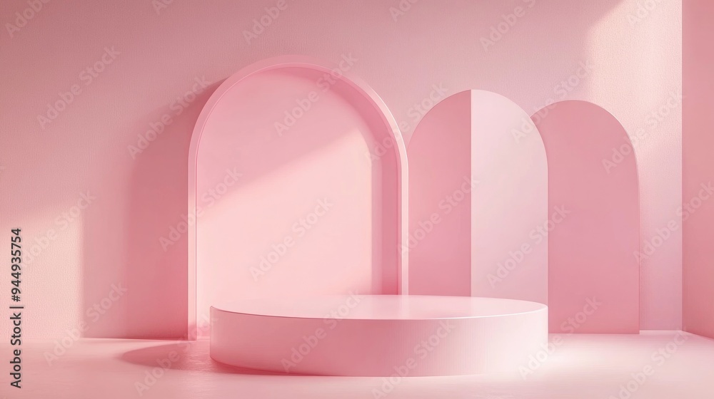 3D pink podium scene with a minimalistic studio background Abstract geometric shape illustration rendering Suitable for showcasing cosmetic fashion and Valentine s products 3D pink podium scene with a minimalistic studio background Abstract geometric shape illustration rendering Suitable for showcasing cosmetic fashion and Valentine s products