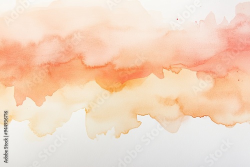 Soft and gentle watercolor abstract in warm orange and cream tones, perfect for backgrounds or artistic projects. photo