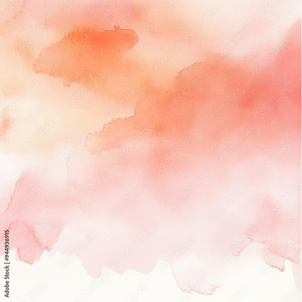 Obraz premium Soft watercolor texture featuring warm hues of coral and peach, ideal for backgrounds and artistic projects.