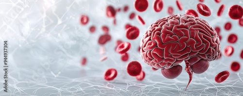 Detailed visualization of thrombus formation leading to ischemic stroke, cerebral ischemia, vascular health photo