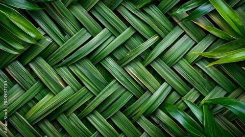 Gridded palm leaf texture with eco-friendly vibes