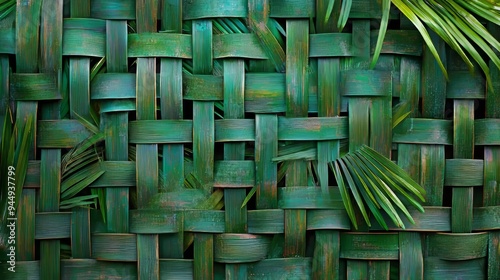 Green flora texture reminiscent of wicker