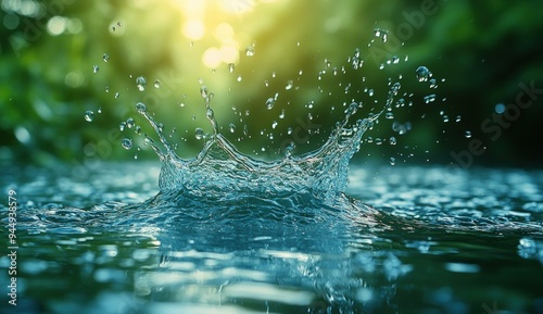 Close-up of a water splash, capturing the dynamic energy and natural beauty.