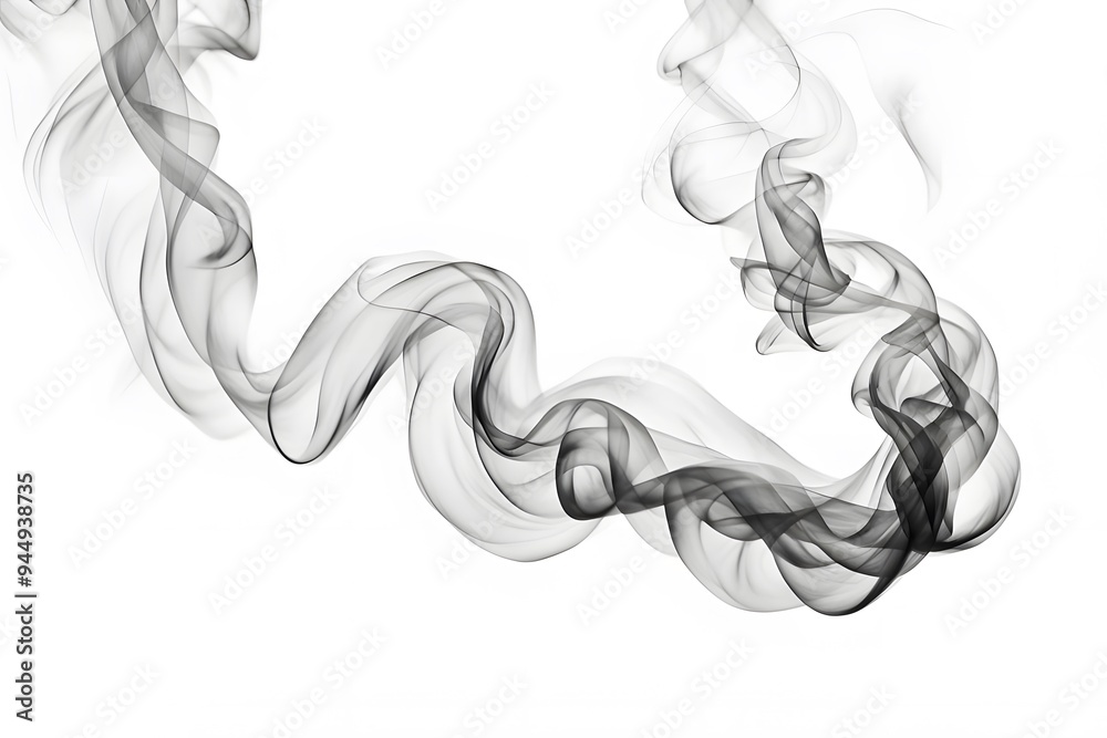 A delicate trail of smoke gently twisting and turning across a white background, AI Generated A delicate trail of smoke gently twisting and turning across a white background, AI Generated