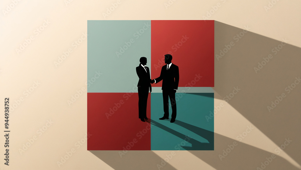 Obraz premium Two businessmen successfully signed a project cooperation