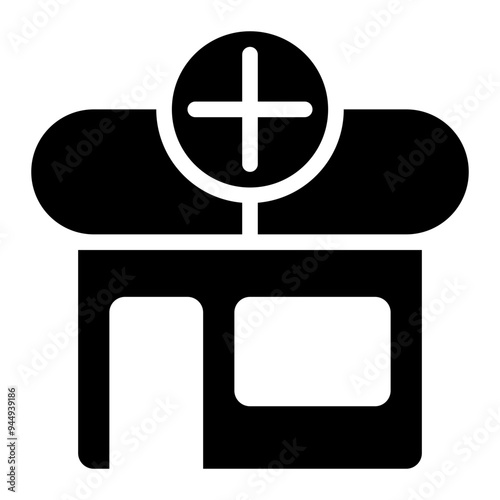 drug stores, drugstore, dispensary, pharmacy, medical store solid or glyph icon