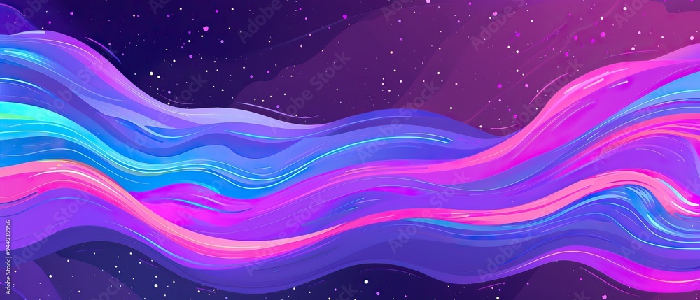 Abstract Cosmic Waves in Vibrant Hues Abstract Cosmic Waves in Vibrant Hues