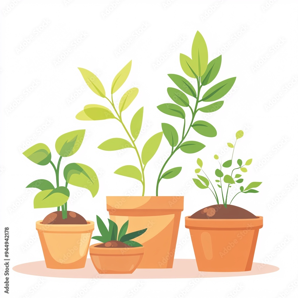 240805 228. A simple vector icon illustration depicting the group of indoor planting essentials at center for a website isolated white background with decorative plant pots and soil 240805 228. A simple vector icon illustration depicting the group of indoor planting essentials at center for a website isolated white background with decorative plant pots and soil