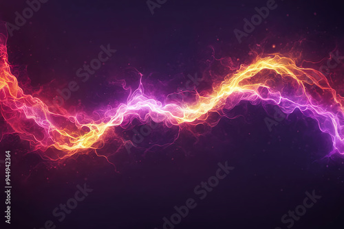 Swirl of glowing colors lightning electric arcs on black background .Abstract energy thunder spark blast, thunderbolt digital art.