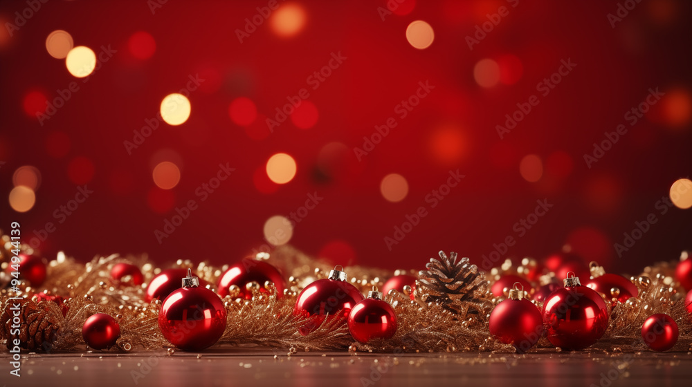 Christmas background with red balls and different decorations Christmas background with red balls and different decorations
