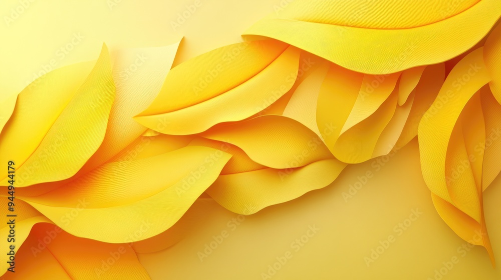 Obraz premium Curved Yellow Leafy Abstract Design