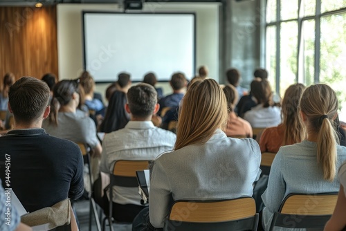 Group of people having business seminar , ai