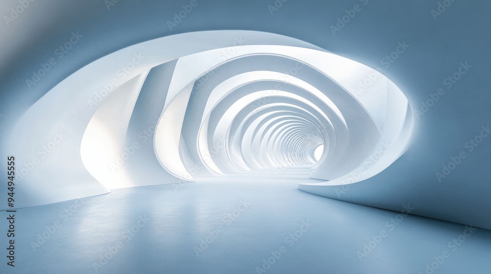 Abstract architectural background featuring a curved interior design in a 3D render