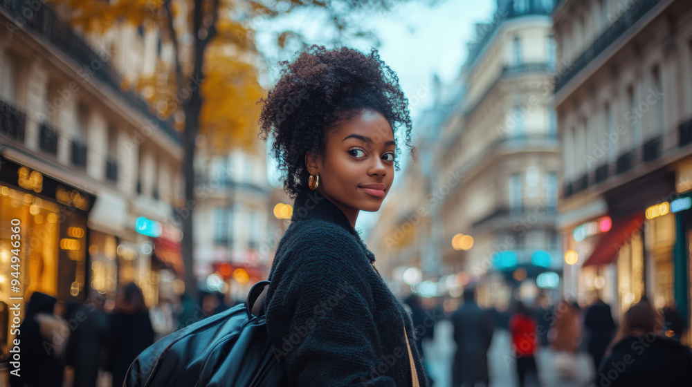 Black girl taking a bike ride through Paris, with scenic views of the city's landmarks and Black girl taking a bike ride through Paris, with scenic views of the city's landmarks and