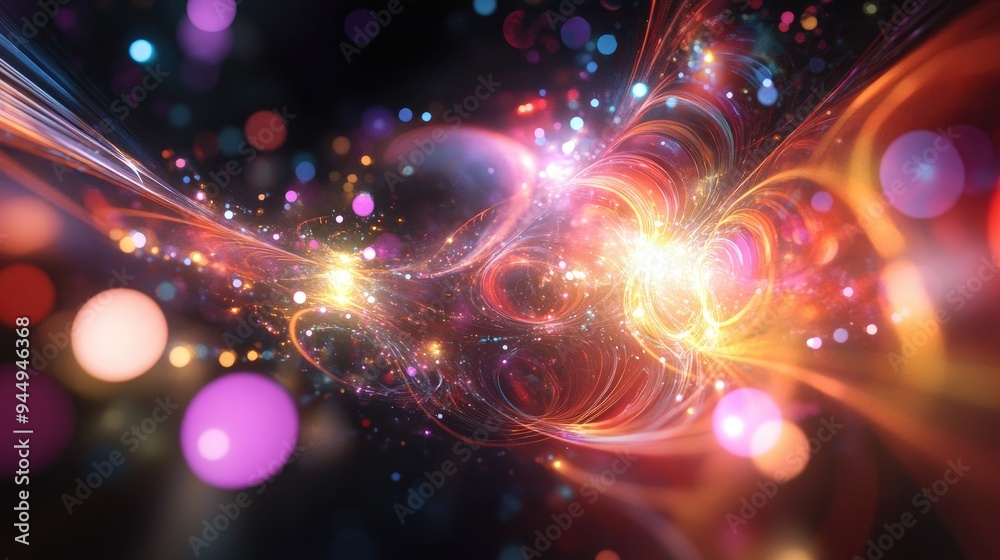 Abstract colorful fractal light background in 3D rendering