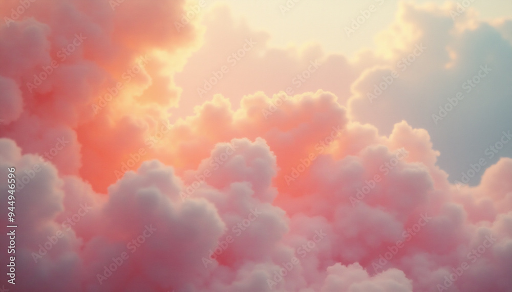The sky is filled with fluffy white clouds, and the sun is shining through them The sky is filled with fluffy white clouds, and the sun is shining through them