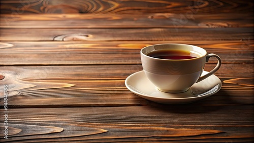 A cup of tea or coffee placed on a wooden table , beverage, relaxation, morning routine, cozy, warm, refreshing, drink