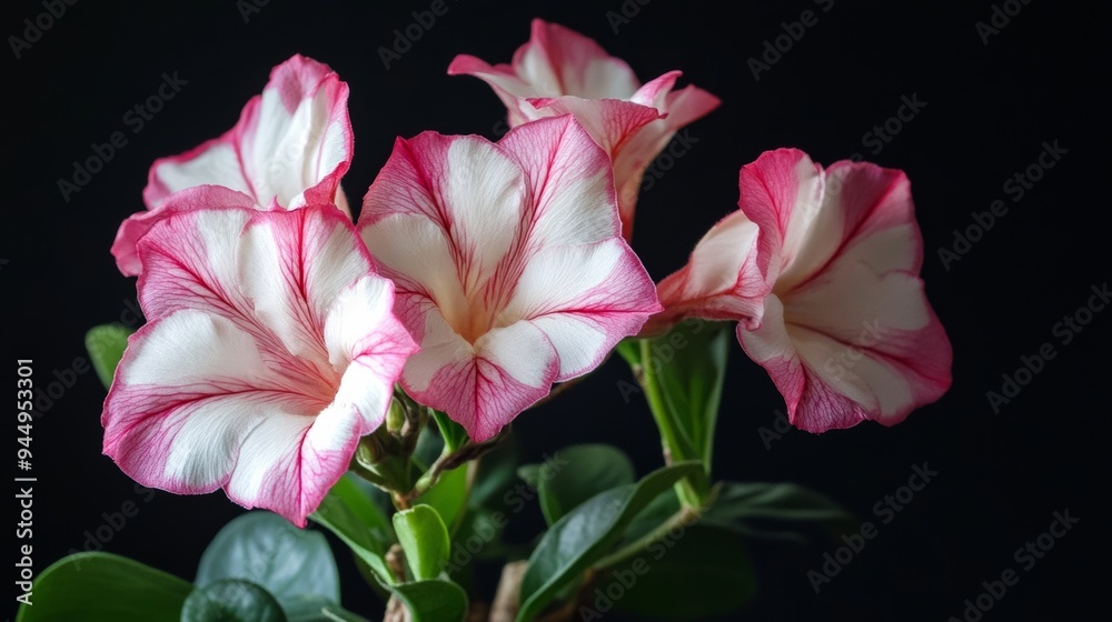 Adenium closeup: double pink-white flower. Adenium closeup: double pink-white flower.