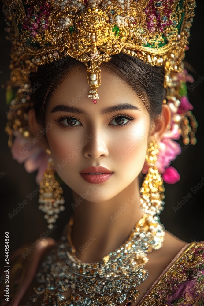 Fototapeta premium Beautiful Woman in Traditional Thai Costume