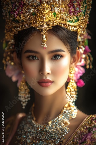 Beautiful Woman in Traditional Thai Costume