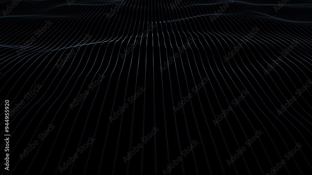 Wavy digital network white waving lines on clean background. Seamless loop minimalistic modern animation. 