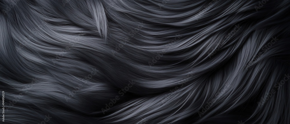 A smooth and luxurious texture of flowing black hair, showcasing depth and richness in each strand. A smooth and luxurious texture of flowing black hair, showcasing depth and richness in each strand.