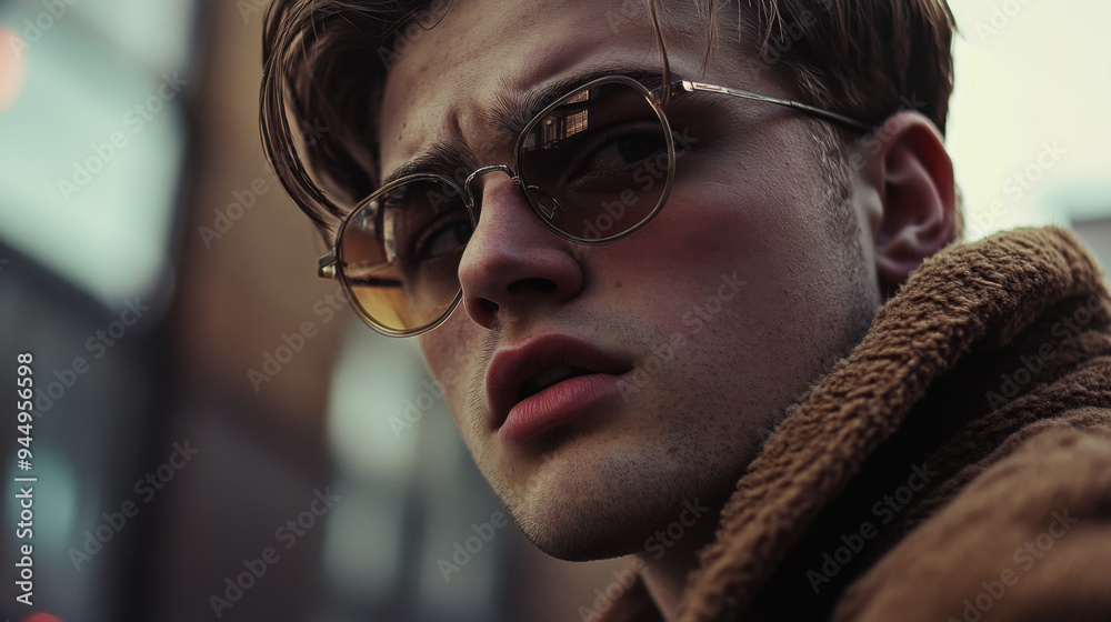 Obraz premium British New Wave style close-up, highlighting detailed textures and dramatic contrasts