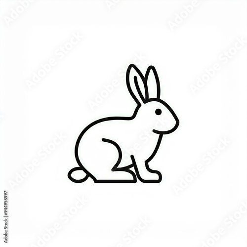 rabbit black icon isolated on white