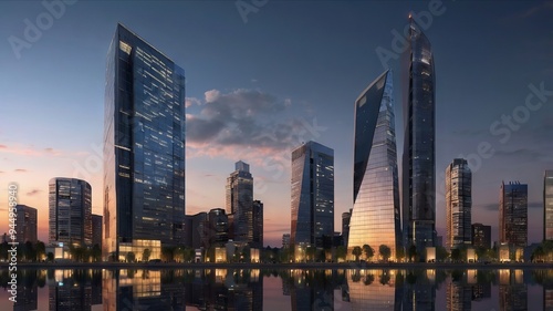 Majestic Buildings Shining Creating Beautiful Reflections