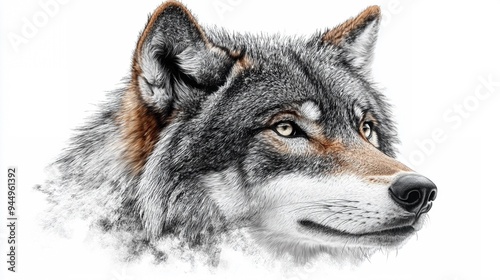 Wallpaper Mural Wolf Portrait:  Intense, majestic, and captivating, this portrait captures the essence of a wolf's spirit. The wolf's piercing gaze and expressive features evoke a sense of power, intelligence, and wi Torontodigital.ca