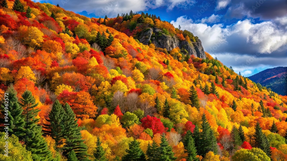 Vibrant fall foliage covering the mountainside , autumn, mountains, colorful, leaves, trees, foliage, scenic, nature